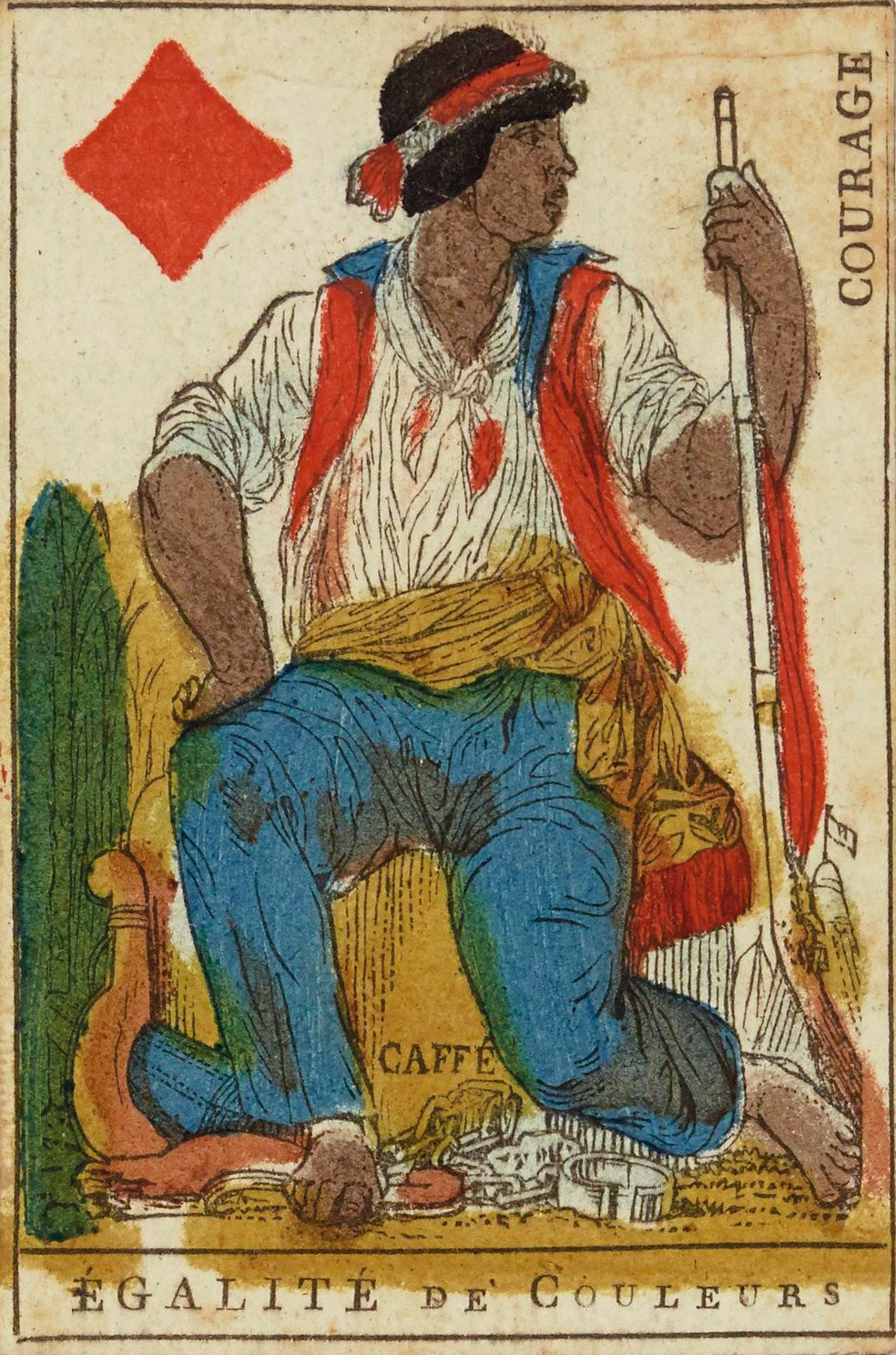 Pieza incluida en un juego de naipes distribuido en Francia, en 1793. © bibliothèque nationale de france