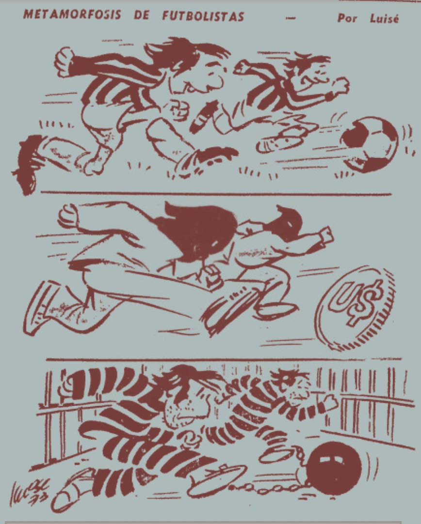  Caricatura publicada por el periódico El Tiempo en 1973 a propósito del caso de los exfutbolistas paraguayos que secuestraron un avión.