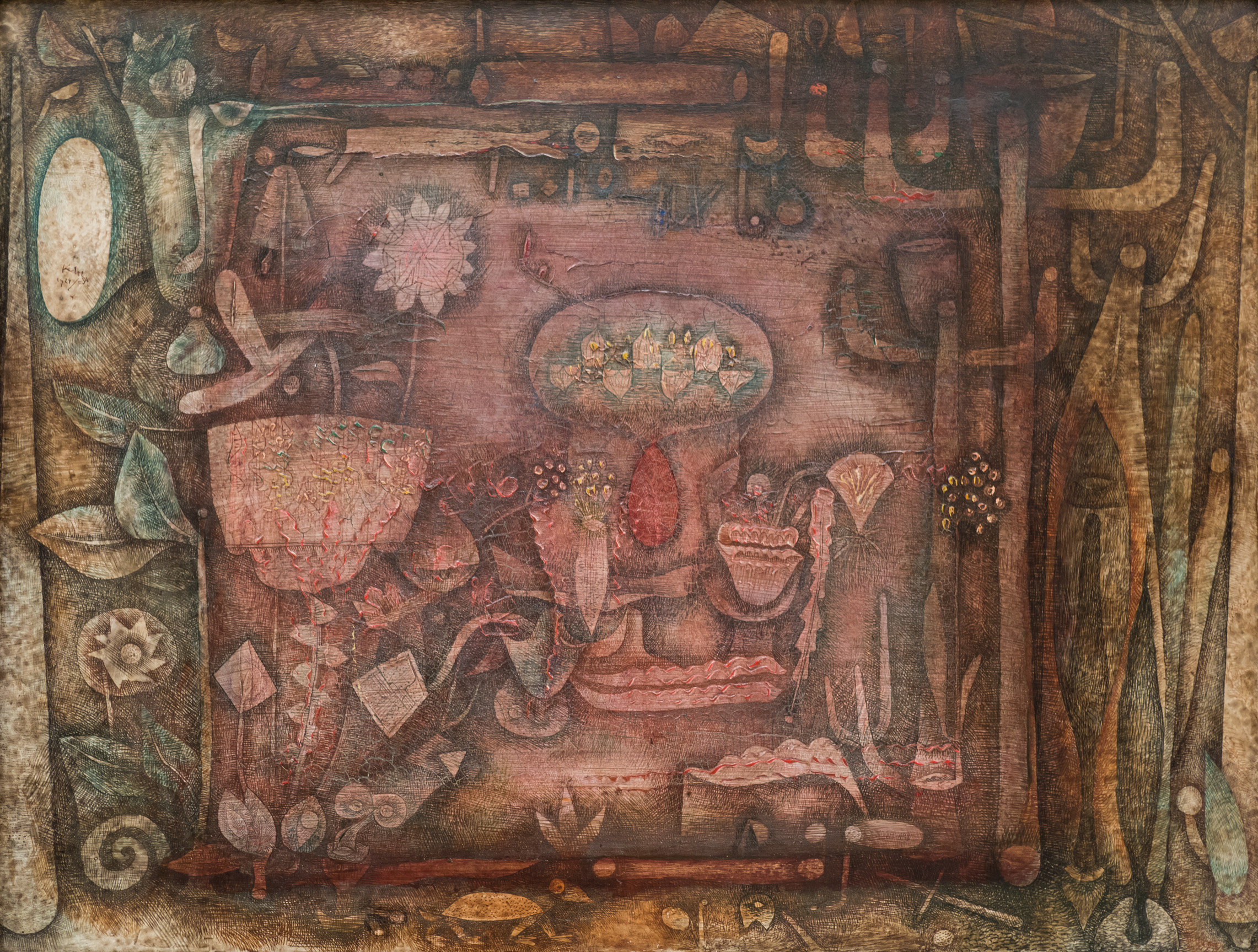 Bothanical Theater, pintura de Paul Klee expuesta dentro de la Galería municipal en la Lenbachhaus, en Múnich (1934).